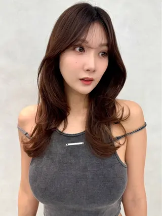 ミディアム カラー 韓国ヘア🇰🇷透明 感カラー/yui💞のヘアスタイル