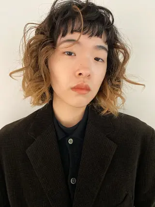 ミディアム カラー パーマ ヘアアレンジ メンズ キッズ ネイル マツエク・マツパ アイブロウ パーマスタイル🔅 sayacaのヘアスタイル