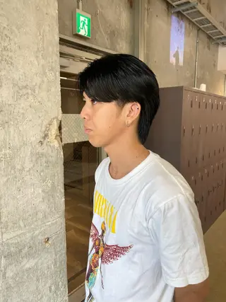 メンズ 暖色カラー/オリーブ /ミニボブ/白柳美空のヘアスタイル