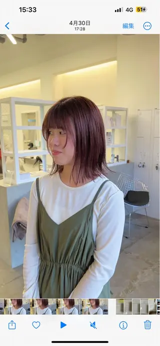 ミディアム クロスパーマ× 透明感カラー✂︎のヘアスタイル