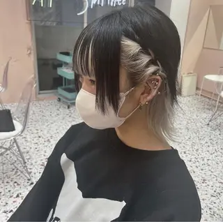 ヘアアレンジ メンズ ♱地雷カラー♱ウルフ ♱ 藍衣 ♱のヘアスタイル