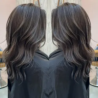 ミディアム カラー 縮毛/レイヤー 韓国/橋口のヘアスタイル