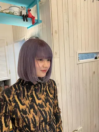 カラー ボブ、レイヤー、 ハイトーン、古淵のヘアスタイル