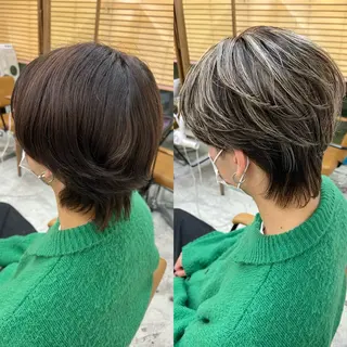 ミディアム カラー メンズ バレイヤージュ/ シャドウルーツ/安室のヘアスタイル