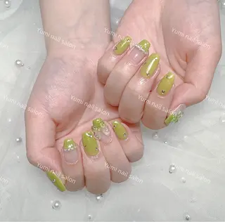 ネイル Shineジェル& チップ長さだしのネイルデザイン