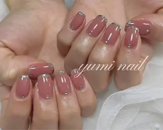 ネイル Shineジェル& チップ長さだしのネイルデザイン