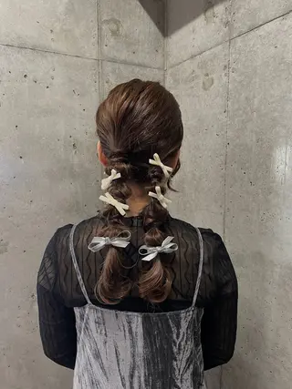 ロング ヘアアレンジ イヤリングカラー/ アレンジ/篠崎渚彩のヘアスタイル