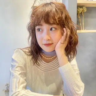 ミディアム カラー 🍊暖色×顔周り 🍊cocoroのヘアスタイル