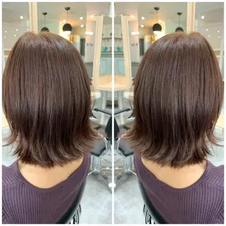 ミディアム カラー 髪質改善🩵艶髪 ストレート🩵山口のヘアスタイル