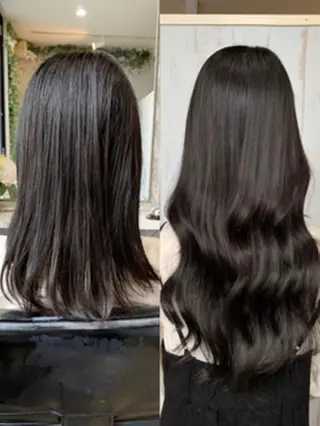 ロング カラー パーマ ヘアアレンジ 大阪レミーエクステ チビ編み込みのヘアスタイル