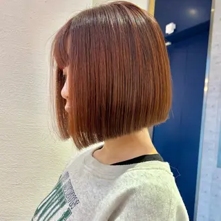 ミディアム カラー 髪質改善【縮毛矯正】 美髪ボブを量産する人のヘアスタイル