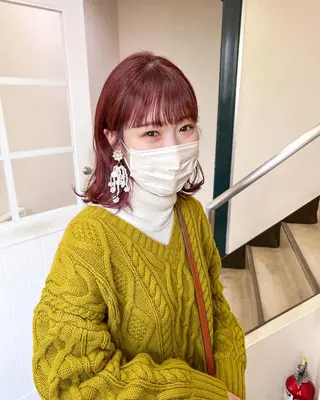 ミディアム カラー 水野 雪 /パーマ/暖色カラーのヘアスタイル