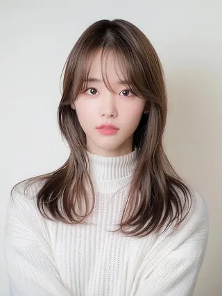 セミロング Mina/岡山/矯正 ブリーチ/レイヤーのヘアスタイル