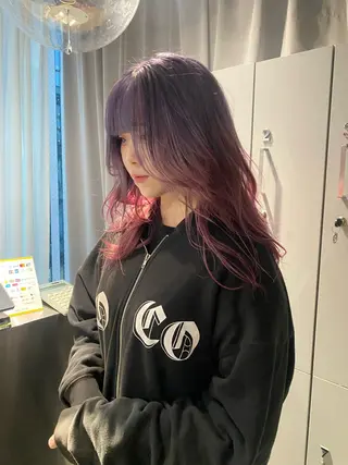 ロング カラー rilas博多所属・博多JYUI/ウルフ ハイトーン/デザインのヘアスタイル