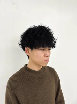 パーマ メンズ スパイキーパーマ 柏NO1 藤本葉のヘアスタイル