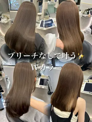 セミロング カラー 🎀大川 錬🎀 ブリーチなしWカラーのヘアスタイル