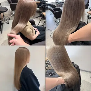 ミディアム ✨艶ブリーチカラー✨ ✨艶髪ストレート✨のヘアスタイル