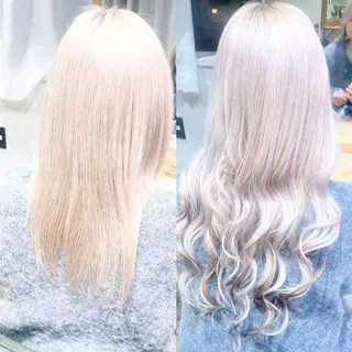 ロング ブロンドケアブリーチ カラーシールエクステのヘアスタイル