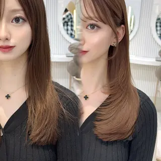 セミロング レイヤーカット/ 顔まわり/アオイのヘアスタイル