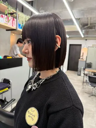 ショート 切りっぱなしボブ/ 小顔ボブNANAのヘアスタイル