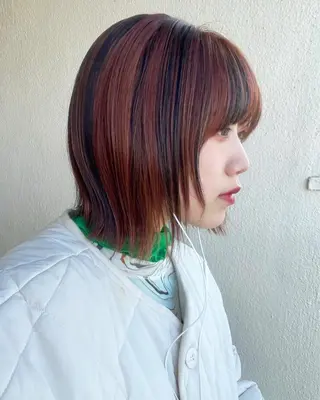 ミディアム カラー mulum所属・ボブパーマ/ ウルフパーマ原科🪴のヘアスタイル