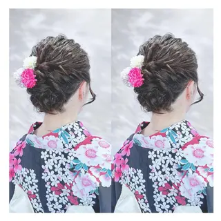 セミロング ヘアアレンジ 🖤kana/艶髪/ 韓国風カラー🖤のヘアスタイル