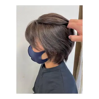 ショート カラー メンズ 白髪ぼかし脱白髪染め 大塚綾のヘアスタイル