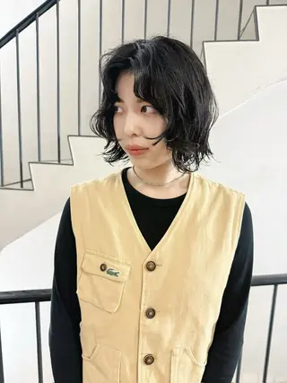 ショート パーマ Vibe所属・hanami パーマ/透明感カラーのヘアスタイル