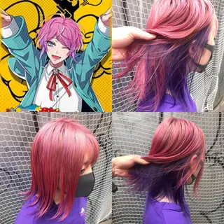 ミディアム カラー ホワイト&レイヤーカ ットエクステ長畠俊輔のヘアスタイル