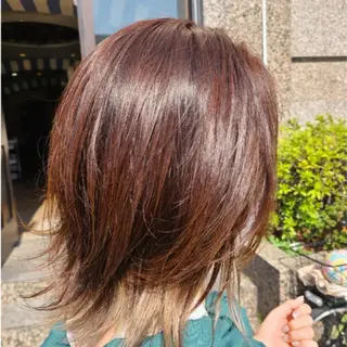 ミディアム カラー ケアブリーチ、 髪質改善 福士直矢のヘアスタイル