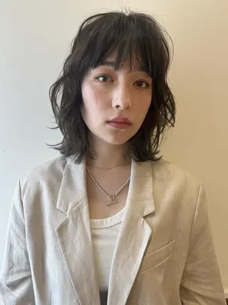 カラー ミディアム ボブ🍊暖色カラー 浅草【Bob美容師】のヘアスタイル