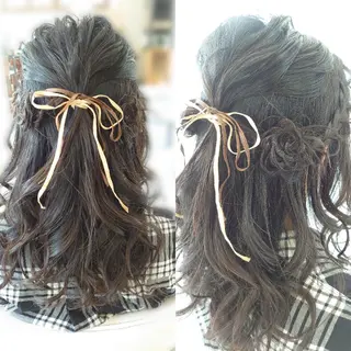 セミロング ヘアアレンジ キンジョウ エナミのヘアスタイル