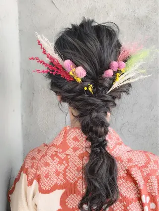 セミロング カラー ヘアアレンジ EMANON天神所属・Hitomi Ezakiのヘアスタイル