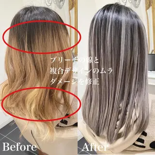 セミロング カラー 山崎俊輔/髪質改善 /バレイヤージュのヘアスタイル