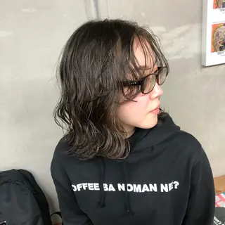 セミロング カラー パーマ ヘアアレンジ BRUNTJET所属・MAEDA MADOKAのヘアスタイル