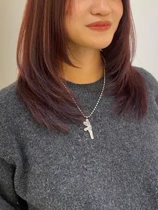 セミロング カラー nok所属・レイヤー/ベージュ/ どますず🌺のヘアスタイル