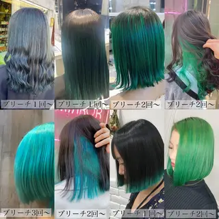 ロング カラー メンズ JuNブリーチに 縮毛矯正するプロのヘアスタイル