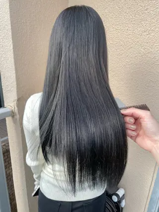 ロング カラー ブリーチなしで透け感 暖色カラーボブaoiのヘアスタイル