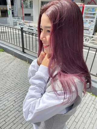 ロング カラー エクステ ハイトーン 💭黒崎ハルカのヘアスタイル