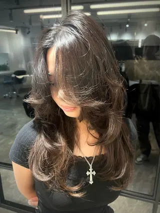 セミロング カラー 💖梅田レイヤー カット💖ツバサのヘアスタイル