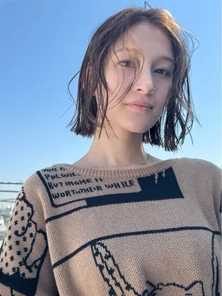 ショート カラー ヘアアレンジ 丸山渉/パーマ エフェクトブリーチのヘアスタイル