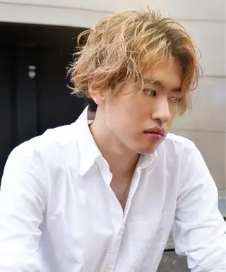 ミディアム パーマ メンズ 骨格整形カット/ ショート✂️堀夢哉のヘアスタイル