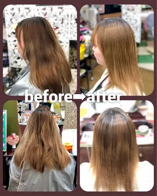 ロング 傷んだ髪の縮毛矯正 専用美容室 佐藤昭利のヘアスタイル