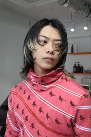 ミディアム カラー メンズ レイヤーカット /ハイトーンchaoのヘアスタイル