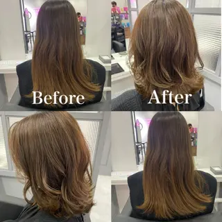 ミディアム カラー 髪質改善×矯正🫧 韓国ヘアasamiのヘアスタイル
