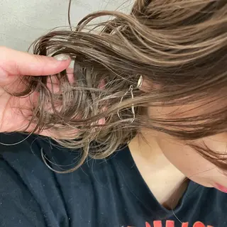 セミロング カラー ハイトーン/暖色/ 眉/メイク/Rinaのヘアスタイル