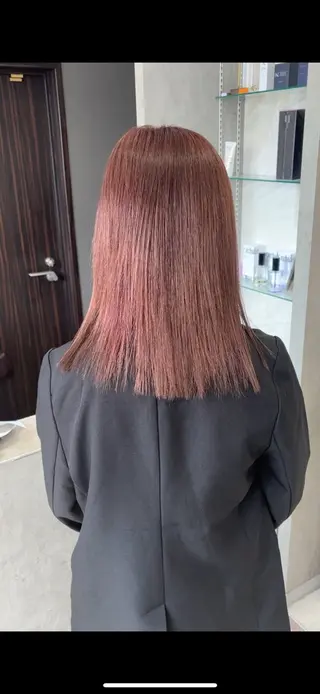 ロング 韓国ヘア/ブリーチ無 しWカラー/オリーブのヘアスタイル