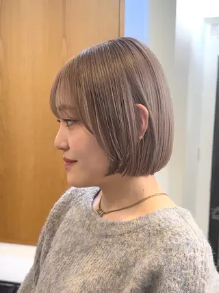 カラー リンダ所属・ベージュ/ボブ /縮毛矯正/スズキのヘアスタイル