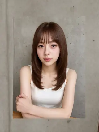 セミロング カラー うる艶ワンカラー/ 似合わせ 中野拓侍のヘアスタイル