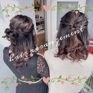 ミディアム カラー ヘアアレンジ なつき/艶ピンク/ girly hairのヘアスタイル